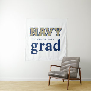 NAVY Text Logo Graduation Tapestry