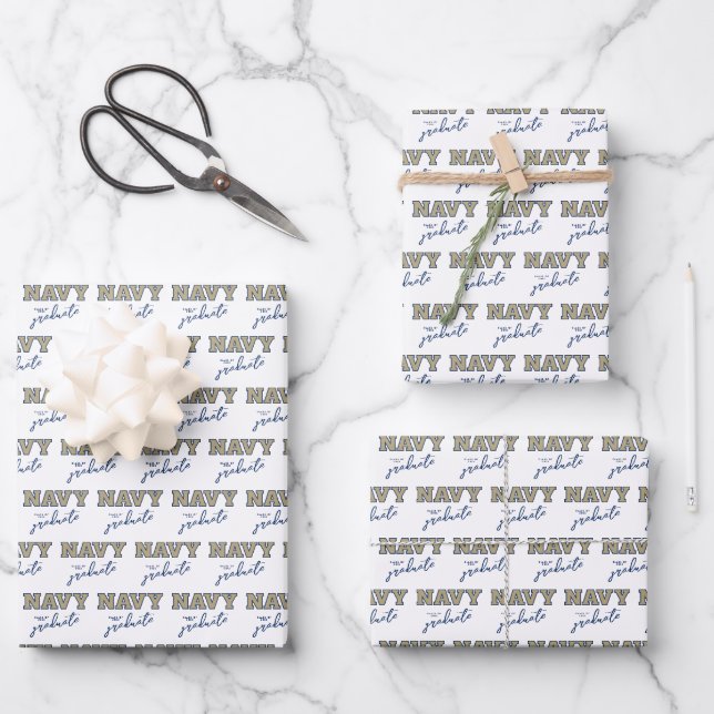NAVY Text Logo | Graduation Wrapping Paper Sheets (Front)