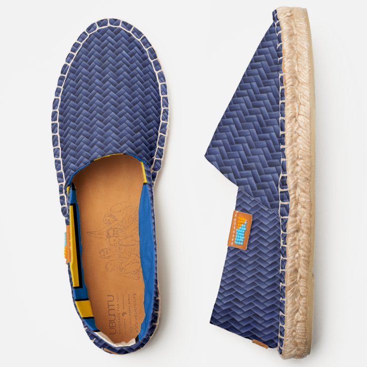 Navy Textured Diagonal Basket Weave Pattern Print Espadrilles Zazzle