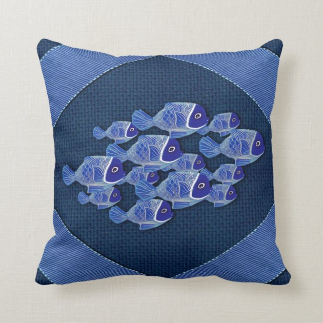 navy textured throw pillow