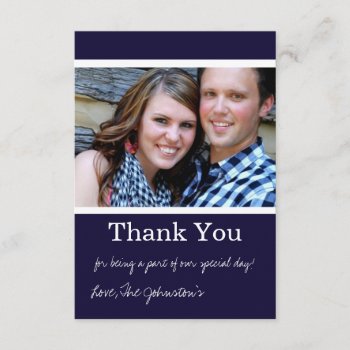 Navy Thank You Wedding Flat Cards by AllyJCat at Zazzle
