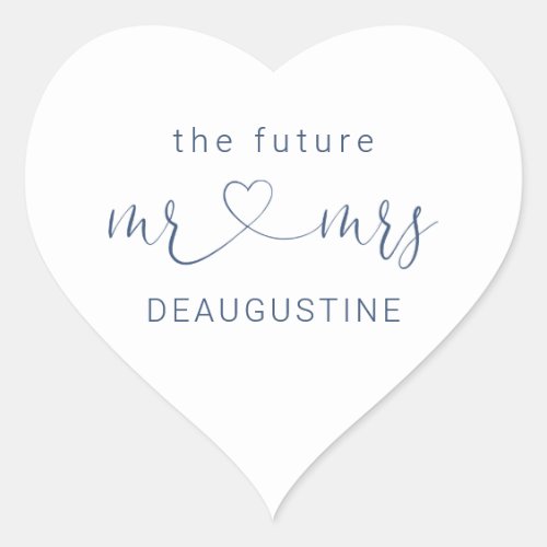 Navy The Future Mr and Mrs Heart Wedding Sticker