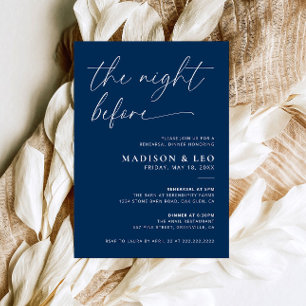 Navy The Night Before Rehearsal Dinner Invitation