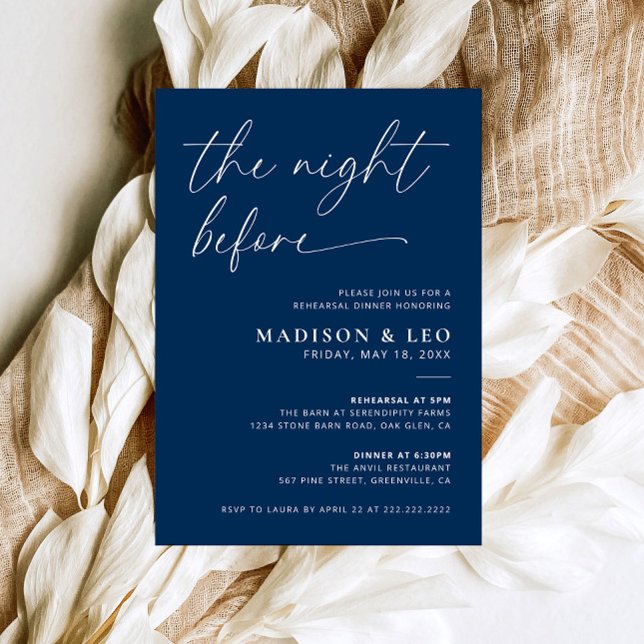 Navy The Night Before Rehearsal Dinner Invitation (Creator Uploaded)