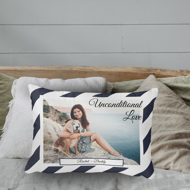 Navy theme Photo "unconditional Love" dog love Accent Pillow (Creator Uploaded)