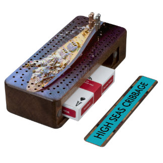 Navy Theme Wood Cribbage Board