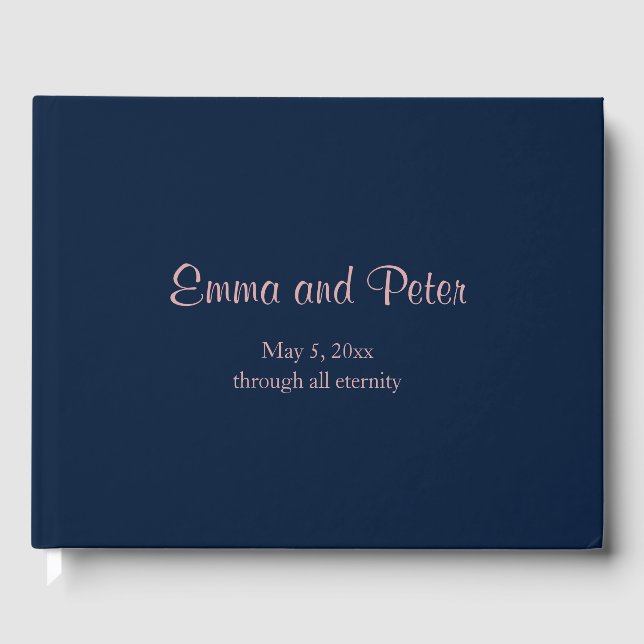 Navy "Through All Eternity" Minimalist Wedding Guest Book (Front)