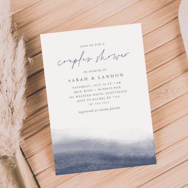 Navy Tides Coastal Watercolor Couples Shower Invitation (Creator Uploaded)