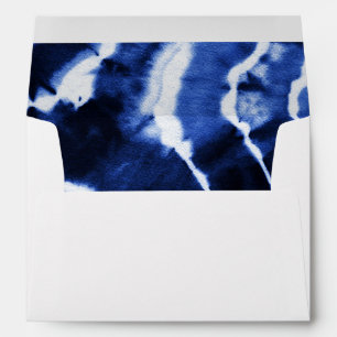 Navy Tie Dye Wedding Invitation Return Address Envelope