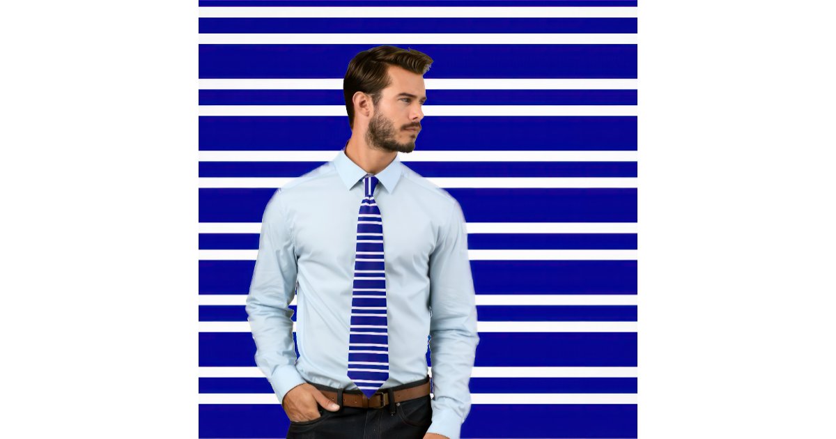 White Navy Stripe Tie Top main image 1