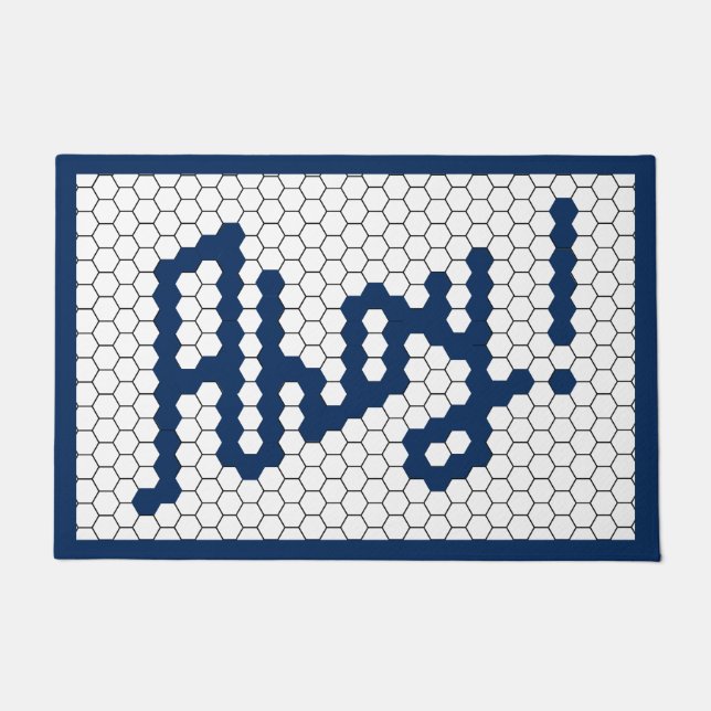 Navy Tile Design Nautical Boat  Doormat (Front)
