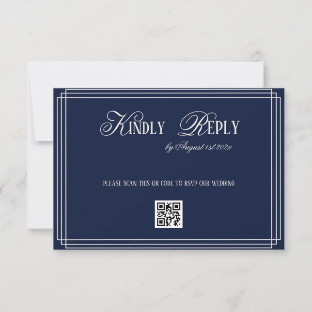 Navy Timeless Old Money Wedding RSVP Card (Front)