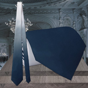 Navy To Dusty Blue Ombre Monochromatic Wedding Neck Tie
