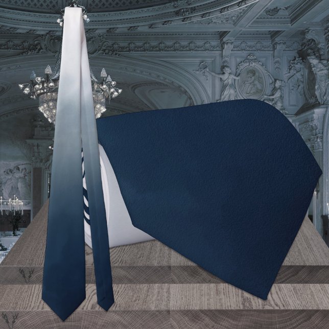 Navy To Dusty Blue Ombre Monochromatic Wedding Neck Tie (Creator Uploaded)