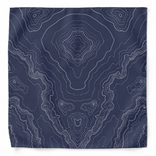 Navy topography map bandana