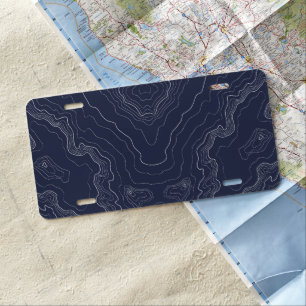 Navy topography map license plate