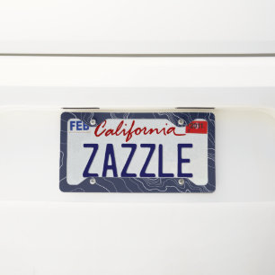 Navy topographyc map license plate frame