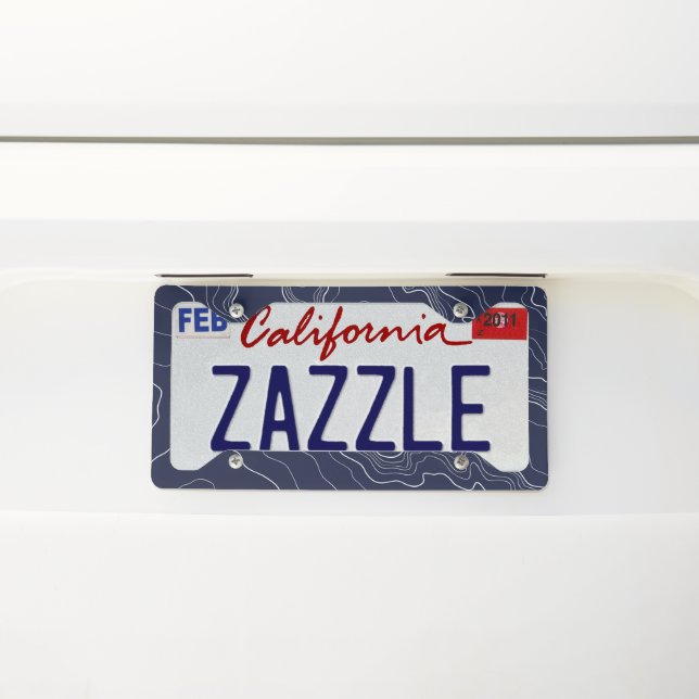 Navy topographyc map license plate frame (On Car)