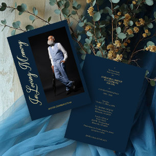 Navy Traditional & Elegant Real Golden Photo Foil Invitation