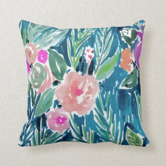 Navy Tropical Paradise Watercolor Floral