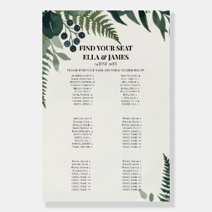 Navy Tropical Wedding Seating Chart Sign