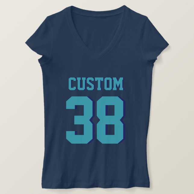 Navy & Turquoise Adults | Sports Football Jersey T-Shirt (Design Front)