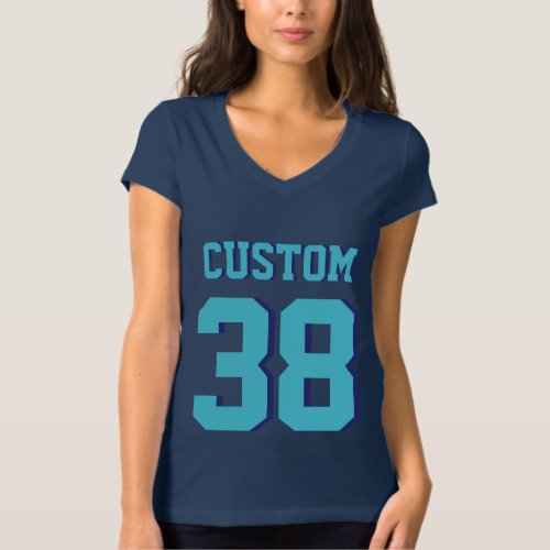 Navy  Turquoise Adults  Sports Football Jersey T_Shirt