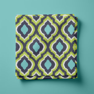 Navy Turquoise and Green Ikat Moroccan Fabric
