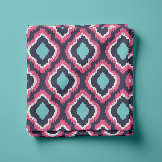 Navy Turquoise and Pink Ikat Moroccan Fabric (Creator Uploaded)