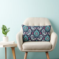 Navy Turquoise and Pink Ikat Paisley