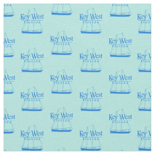 Navy Turquoise Key West Florida Nautical Sailboat Fabric