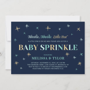 Navy Twinkle Twinkle Little Star Boy Baby Sprinkle Invitation