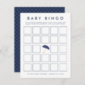 Navy Umbrella | Baby Shower Bingo Game Card (Front/Back)