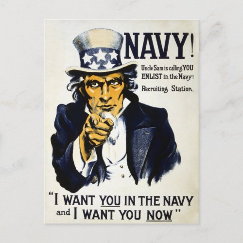 Navy Uncle Sam is calling you Enlist in the Navy Postcard