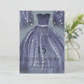 Navy Under The Sea Mermaid Dress Quinceanera Invitation (Standing Front)