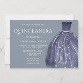 Navy Under The Sea Mermaid Dress Quinceanera Invitation (Back)