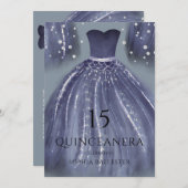 Navy Under The Sea Mermaid Dress Quinceanera Invitation (Front/Back)