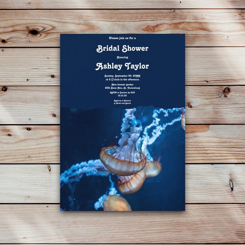 Navy Underwater Jellyfish Nautical Bridal Shower Invitation