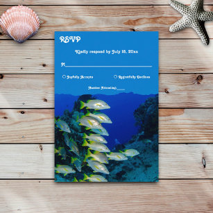 Navy Underwater Sea Fish Nautical Coastal Wedding RSVP Card