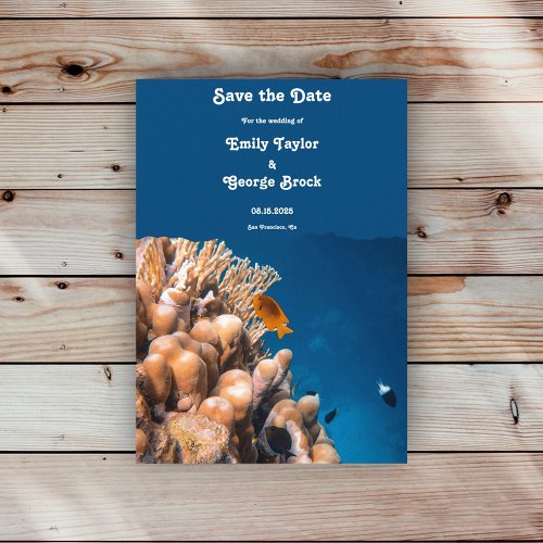 Navy Underwater Sea Fish Reefs Coastal Wedding Save The Date