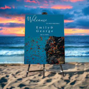 Navy Underwater Sea Fish Reefs Ocean Beach Wedding Foam Board
