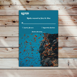 Navy Underwater Sea Fish Reefs Ocean Beach Wedding RSVP Card