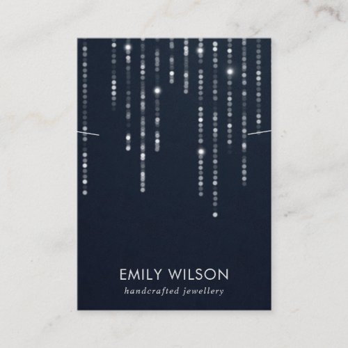 NAVY VELVET LIGHT STRINGS NECKLACE BAND DISPLAY BUSINESS CARD