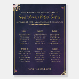 Navy Velvet Luxe Wedding Seating Chart Foam Board