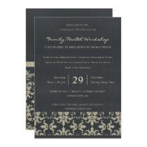 NAVY VELVET SILVER DAMASK CLASSIC WORKSHOP EVENT INVITATION