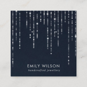 NAVY VELVET STRING LIGHTS STUD EARRING DISPLAY SQUARE BUSINESS CARD