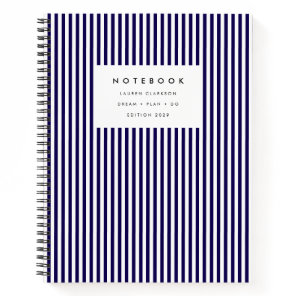Navy Vertical Stripe Notebook