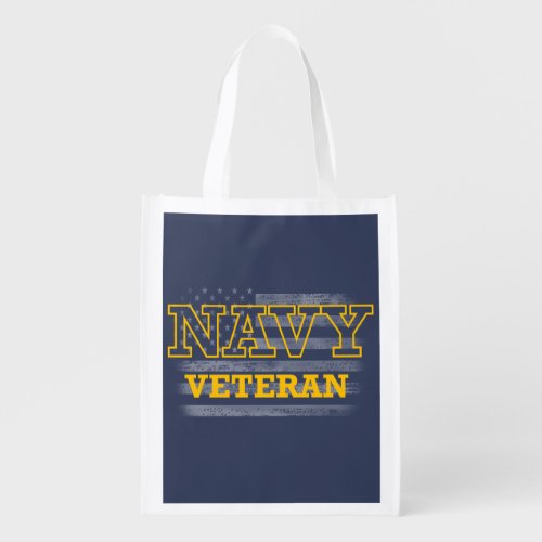 Navy Veteran and American Flag Grocery Bag