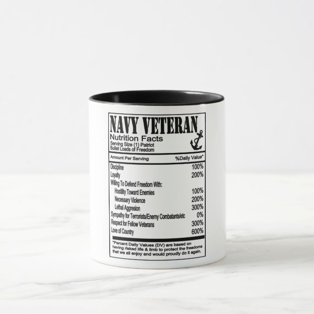 Navy Veteran Nutrition Facts Mug (Center)