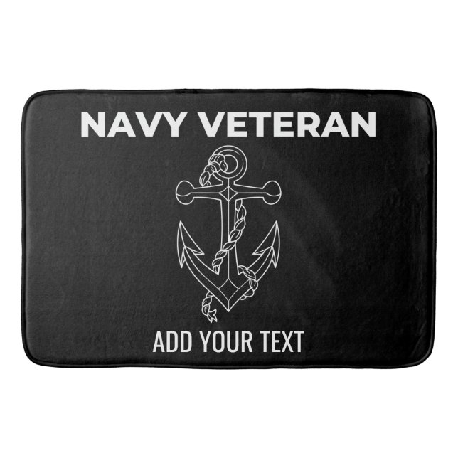 Navy Veteran Personalized Bath Mat (Front)